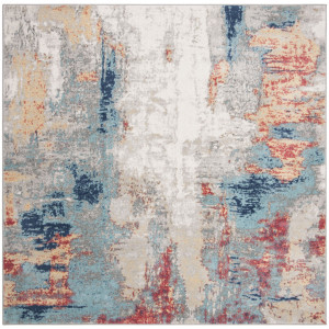 Rio Devers Abstract Area Rug Gray Square 201 cm
