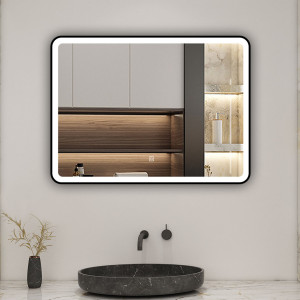 Latitude Run Akash Aluminium Rectangle Mirror Black 60cm x 80cm