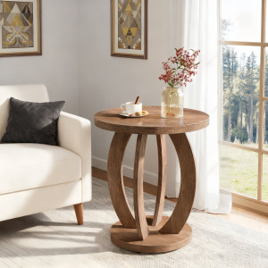 Blue Elephant Pedestal End Table Brown 61cm H X 50cm W X 50cm D