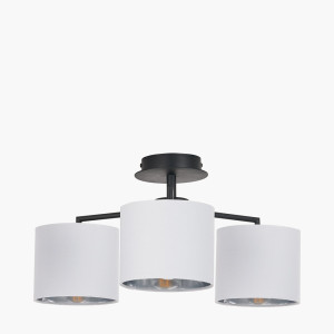 17 Stories Sundari Fabric Semi Flush Mount Matt Black/Ivory