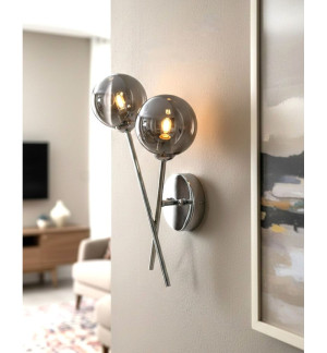 Firstlight Armed Sconce Chrome/Smoked Black 36.5cm H X 22cm W X 13cm D