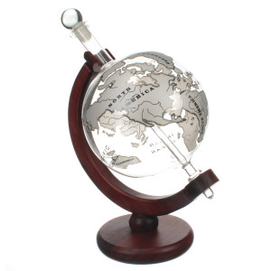 Bar Originale Silver Plane Globe Decanter 750ml Clear;Gold 0.75L