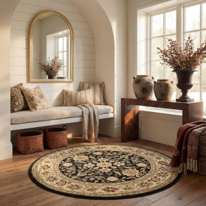 Marlow Home Co. Berrywood Oriental Area Rug Black/Ivory Rectangle 244 x 305 cm