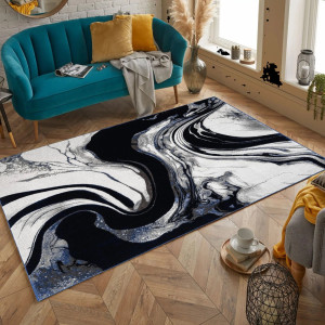 East Urban Home Abstract Area Rug Blue Rectangle 200 x 290 cm