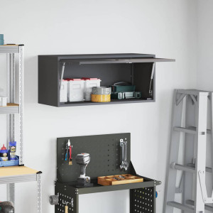 Metro Powder Coated Steel Single Storage Cabinet ( H x W x D) Black 35cm H x 80cm W x 33cm D