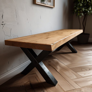 Ashford Blake Rustic Bench with Chunky X Legs Wooden 45cm H x 210cm W x 35cm D