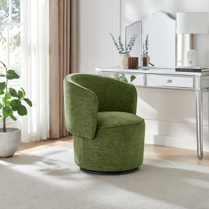 17 Stories Tanard Upholstered Fabric Round Swivel Accent Armchair - Elegant Stylish Cylindrical Design Green 78cm H X 73.5cm W X 71.5cm D
