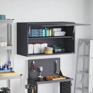 Metro Powder Coated Steel Single Storage Cabinet ( H x W x D) Anthracite 53cm H x 90cm W x 40cm D