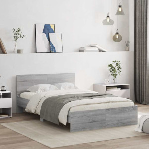 17 Stories Siman Bed Grey Sonoma Double (4'6)