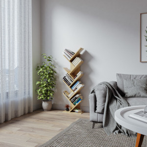 Hykkon Troy 127cm H x 40cm W Geometric Bookcase Nature 127cm H X 40cm W X 20cm D