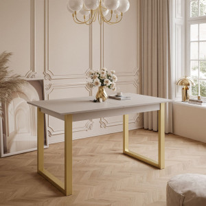 Fairmont Park Extendable Metal Base Dining Table cashmire