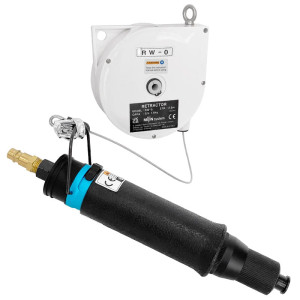 Precyzyjna wkrętarka pneumatyczna 0,7-6.5Nm plus balanser i wtyk zasilający