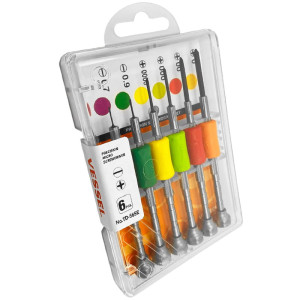 Zestaw wkrętaków precyzyjnych Vessel 6 sztuk 0,7mm, 0,9mm, PH0000, PH000, PH00, PH0