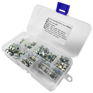 Zestaw kalamitek smarowniczek prostych i kątowych M6 M8 M10 do smarownic 35szt. Pressol