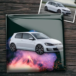 Automagnet Feuer mit deinem Automodell und Kennzeichen! Auto-Magnet Personalisiert Kühlschrankmagnet Dein Auto Automagnet - auto4style