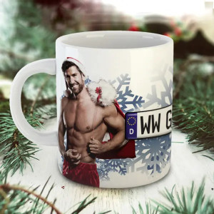 Auto Tasse-M-sexy-christmas-boy-1-sexy mit deinem Kennzeichen bzw. eigenem Text! Autotasse personalisiert Autobecher Tasse mit Auto Autokennzeichen