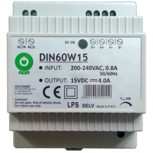 Zasilacz 15V 60W 4A na szynę DIN IP20
