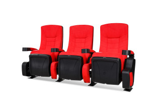 DreamScreen Cineseat Theatre Med Textileshield Red Fabric 3-Seter