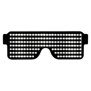 LED Flash Glasses Shades | Eye Wear For Parties | Lightweight & Foldable | 8 Adjustable Patterns | White