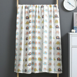 Newborn Baby Muslin Swaddle Blankets | 100% Cotton Unisex | Large 120 x 110cm | 2 PCS | Elephant Pattern