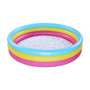 Crystal Blue | Three Ring Inflatable Paddling Pool | 1.14m x 25cm | PVC Material | Padded bottom