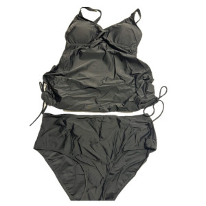 Balconette Tankini Set for Women | Two-Piece Swimsuit | Adjustable Straps & Ruched Design | UPF 50+ Sun Protection | Black