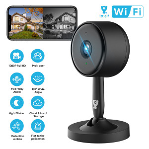 2K WiFi Indoor Security Camera | Night Vision | Motion Detection | 2-Way Audio | Alexa Compatible | Phone App Control | Black