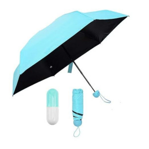 Mini Compact Umbrella Windproof Travel Sun & Rain Umbrella with Capsule Case