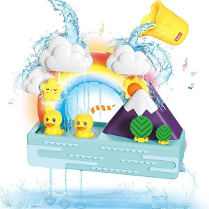 Shining Rainbow Cloud Baby Bath Toy with Lights, Music, Sprinkler, Fizzing