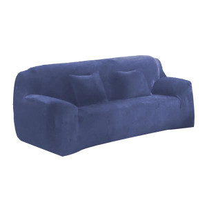 Blue Stretch Sofa Slipcover 74.8–90.6", Washable Spandex Cover + Bonus Cushion Cover, Elastic Bottom, Pet &amp; Spill Protection