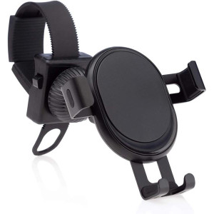 Universal Black Handlebar Phone Mount – Gravity Clamp for Bikes &amp; Spin Bikes, Fits Phones up to 3.25" Wide