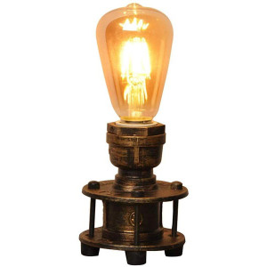 Industrial Steampunk Wrought-Iron Table Lamp – 5.2" Vintage E27 Base, 63" Cord, CE/VDE Switch, Edison-Ready