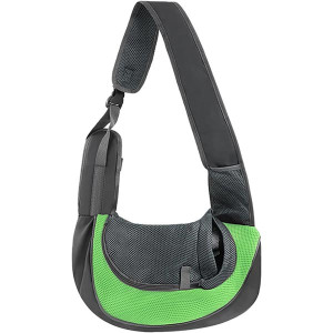 Adjustable Pet Sling Carrier – Breathable Mesh, Lightweight Dog/Cat Hands-Free Bag with Pocket, Green