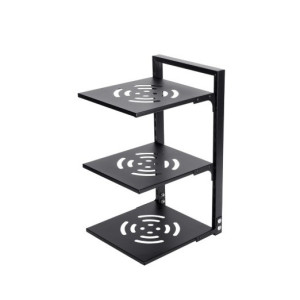 3 Tier Adjustable Pan Organiser Rack – Black Metal Cookware Holder 23×27×43cm