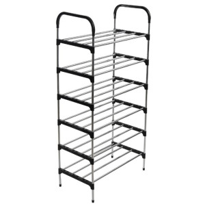 6-Tier Stackable Shoe Rack Organiser, Space-Saving Storage Shelf 60x30x110 cm