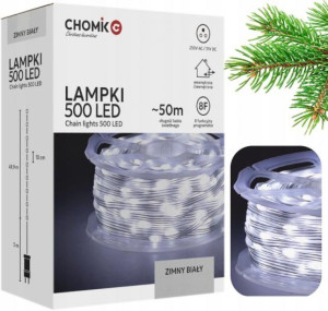 Lampki led micro na szpuli, 500l, choinkowe, świąteczne, zimny biały, 3+50m
