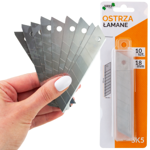 NOZ1593 OSTRZA WYMIENNE ŁAMANE DO NOŻA TAPECIAKA 18MM 10SZTUK