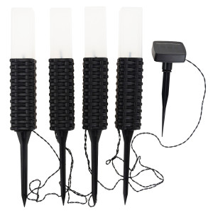 TG66774 Lampa solarna ogrodowa, rattan, rattanowe lampki led 4szt., słupek wbijany solar