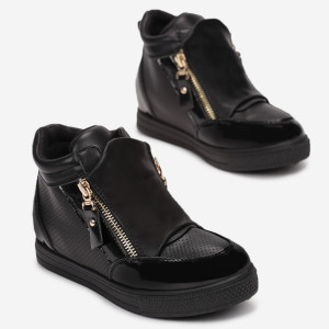 Czarne Buty Sportowe Larileora, czarny, imitacja skóry, Born2be, dziewczęce, przejściowy, rozmiar 31