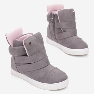 Szare Buty Sportowe Menikaia, szary, materiał tekstylny, Born2be, dziewczęce, przejściowy, rozmiar 31