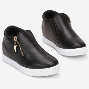 Czarne Buty Sportowe Ravenbelly, czarny, imitacja skóry, Born2be, dziewczęce, przejściowy, rozmiar 31