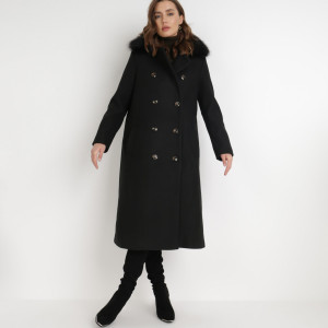 Palton Negru, negru, material țesut, Born2be, femei, iarnă, mărimea 2XL