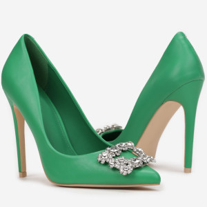 Pantofi stiletto Verzi Typhime, verde, imitație de piele, Born2be, femei, de tranziție, mărimea 37