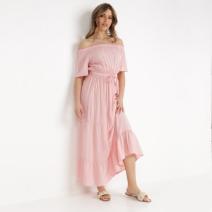 Rochie Roz deschis din Viscoză Telephanassa, roz, material țesut, Born2be, femei, vară, mărimea M