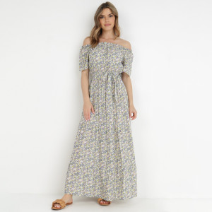 Rochie Mov-Galbenă din Bumbac Thesamia, mov, material țesut, Born2be, femei, vară, mărimea S