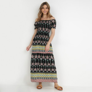 Rochie Neagră din Viscoză Nesone, negru, material țesut, Born2be, femei, vară, mărimea M
