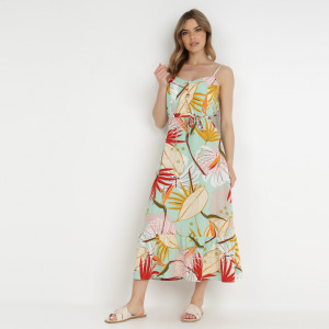Rochie Verde-deschisă Diomialla, verde, material țesut, Born2be, femei, vară, mărimea S