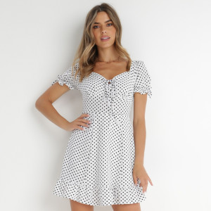 Rochie Albă Abin, alb, material țesut, Born2be, femei, vară, mărimea L