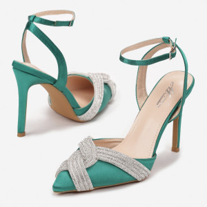 Sandale Verzi Elyot, verde, satin, Born2be, femei, vară, mărimea 36