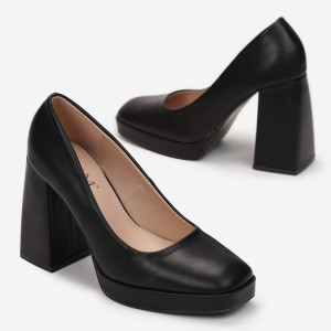 Pantofi cu toc Negre Yonal, negru, imitație de piele, Born2be, femei, de tranziție, mărimea 36